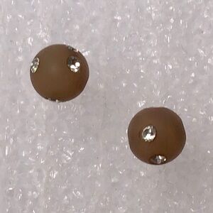 Brown Stud Earrings with Crystal Accents